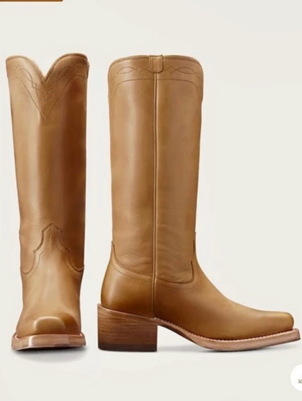 Tecovas The Charlie Leather Tall Heeled Boots in Brown camel 6.5 new